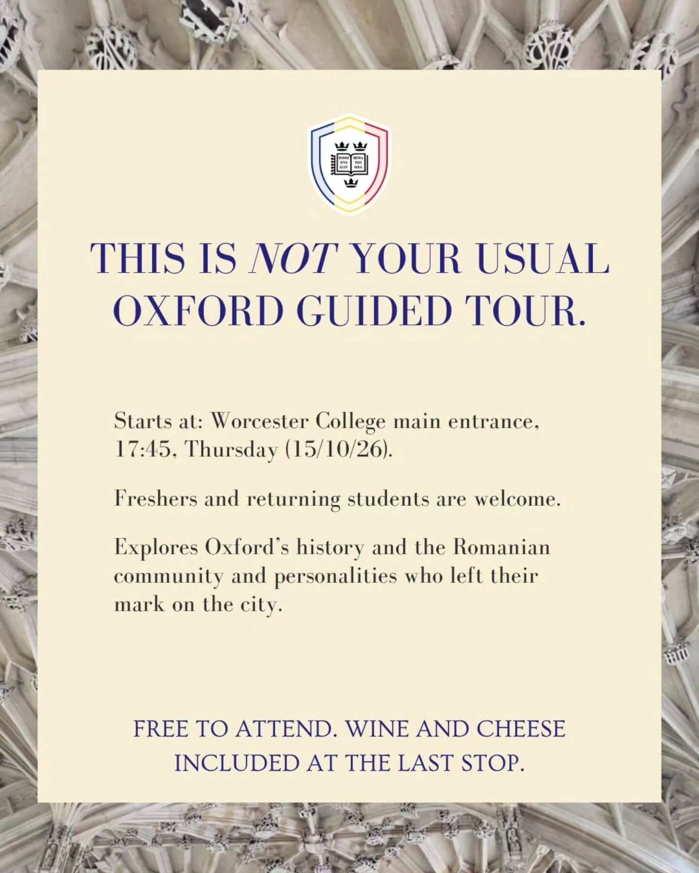Oxford tour and Wine & Cheese Social